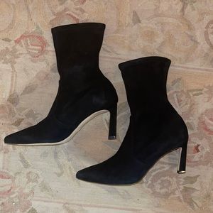 Stuart Weitzmam Rapture Stretch Suede Sock Booties 7.5